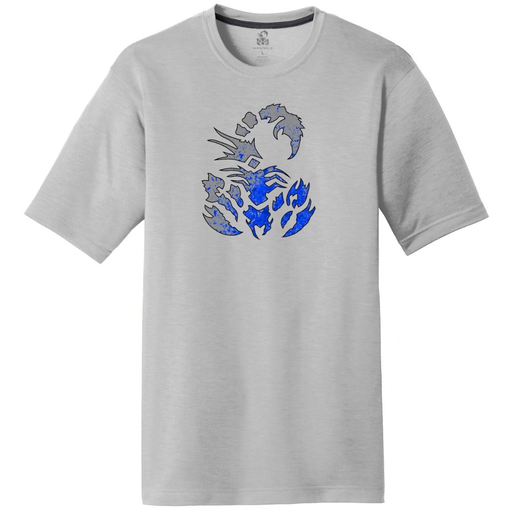 Men's Graphic Tee in Light Gray with Blue Design